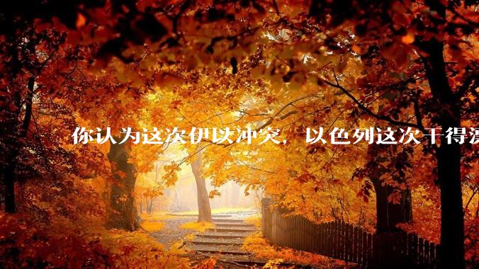 你认为这次伊以冲突，以色列这次干得漂亮吗?